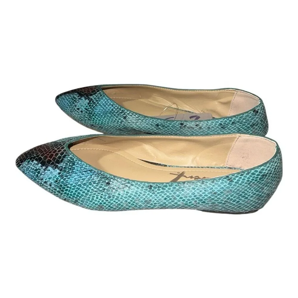 ✨7 For All Mankind Nelly Snakeskin Pointed Toe Sz 10 Flats✨